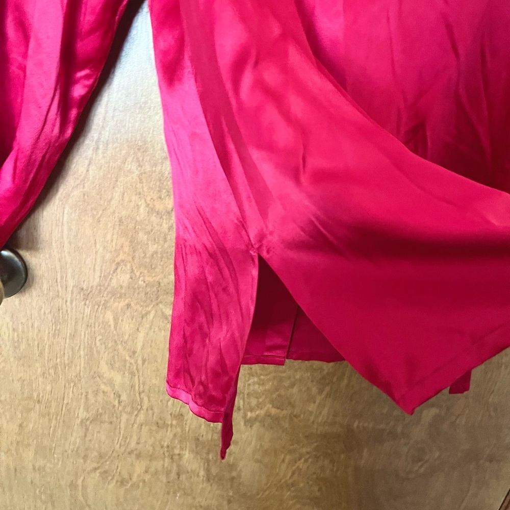 Vintage 1990s Crossing Pointe Red Silk Blouse Size XL Romantic Ruffle Detail - Picture 6 of 7